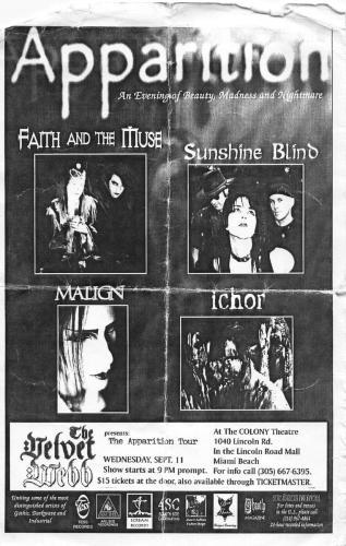 1996.09.11 Apparition: Faith & The Muse, Sunshine Blind, Malign, and Ichor