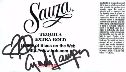1999.06.27 Cyndi Lauper  (signed back of ticket)