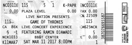 2017.03.11 The Game of Thrones concert featuring composer Ramin Djawadi