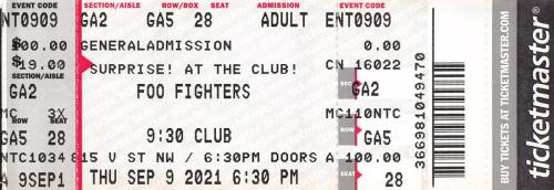 2021.09.09 Foo Fighters (my first time at 9:30 Club!)
