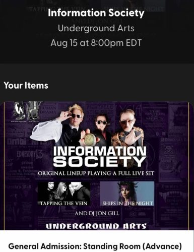 2025.08.15 Information Society with Ships in the Night and Tapping The Vein