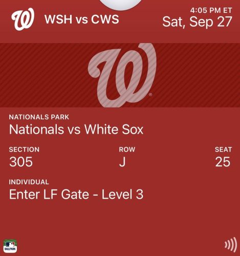 2025.09.27.1 Nationals vs White Socks on Bob Carpenter See You Later Day